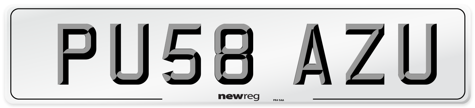 PU58 AZU Number Plate from New Reg